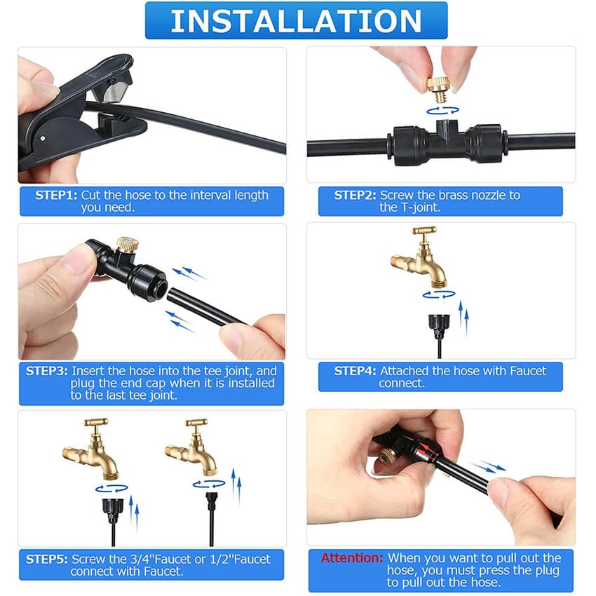 Installating DIY Fan Misting System for Outdoor Misting Cooling System