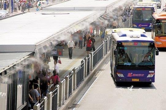 Bus stop mist cooling system